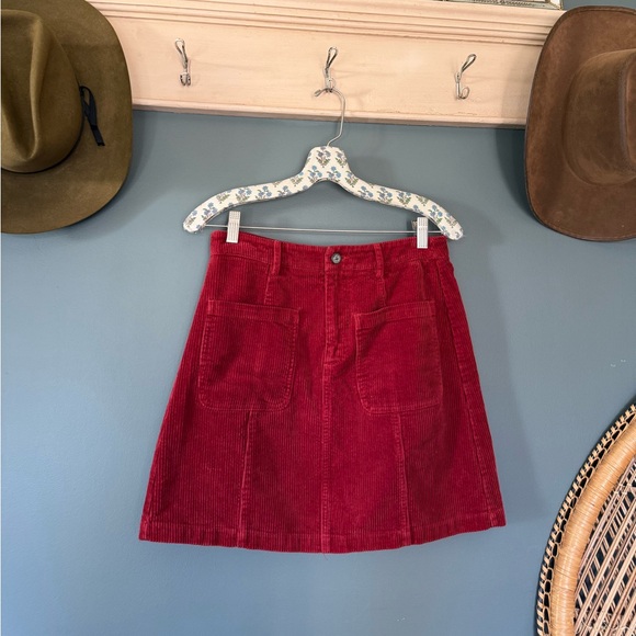 Red Corduroy Mini Skirt - Picture 2 of 8
